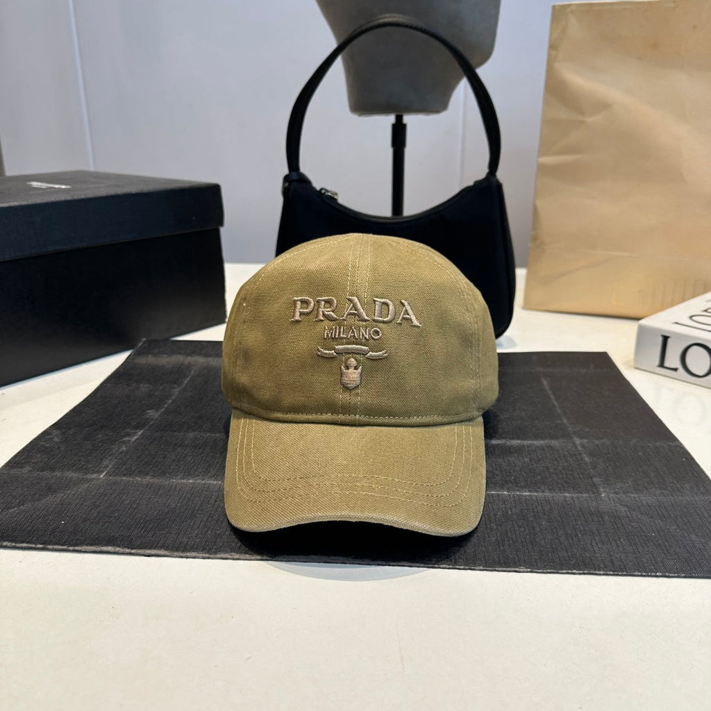 Minimalist Embroidered Cotton Baseball Cap - Khaki