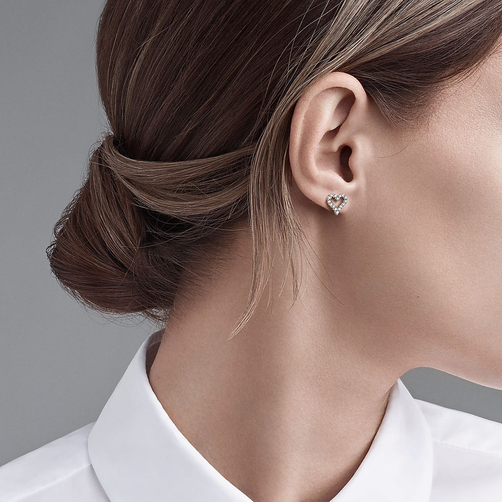 18K Tiffany Heart Diamonds Earrings