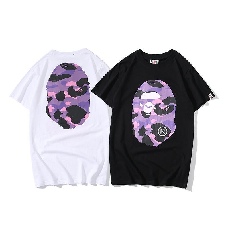 Bathing Ape T-Shirt Summer Purple Camouflage Print Casual Short Sleeve T-shirt