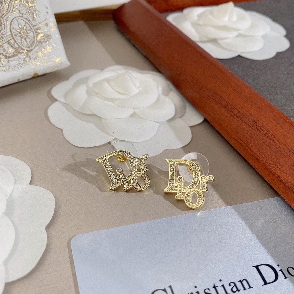 18K Dior Rhinestone Vintage Earrings