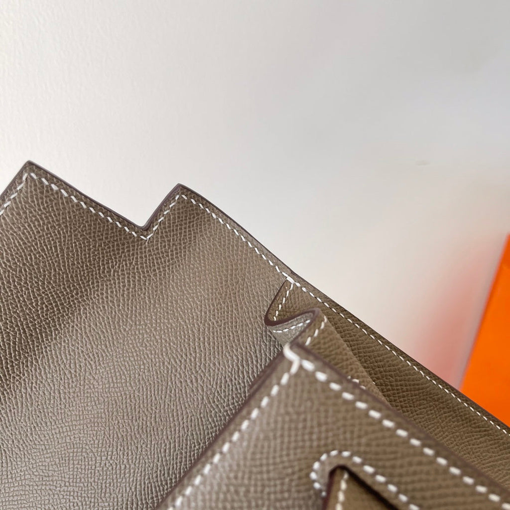 HERMES KELLY 28CM ETAIN EPSOM LEATHER SILVER HARDWARE
