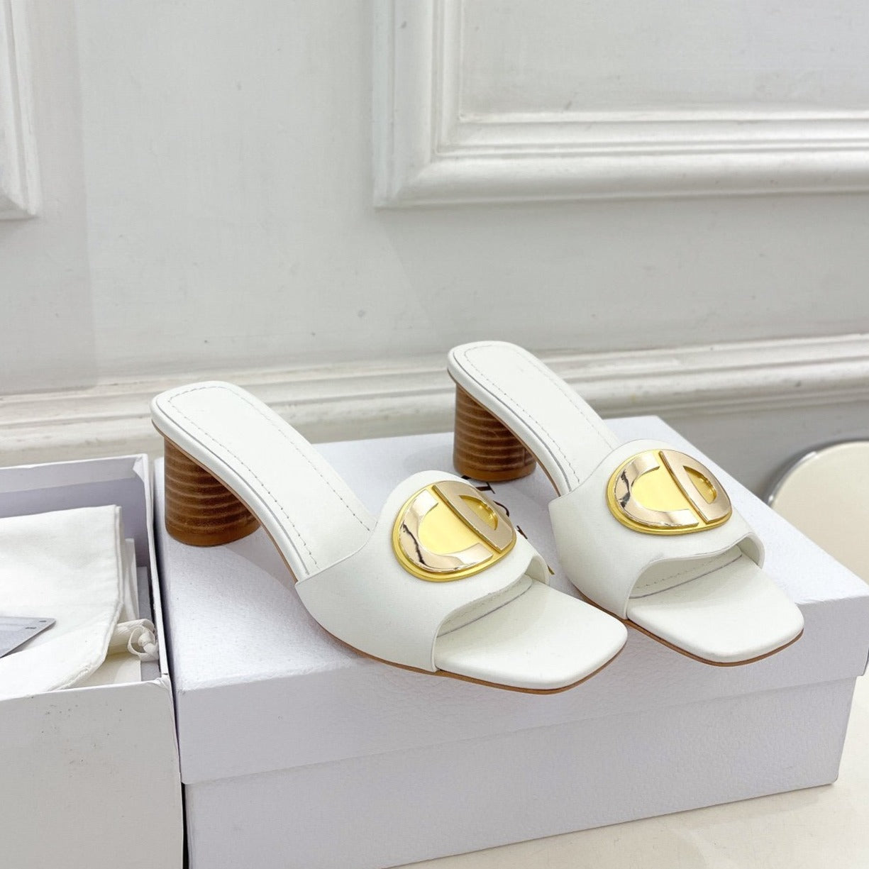 DIOR CD FOREVER HEELED 5CM WHITE