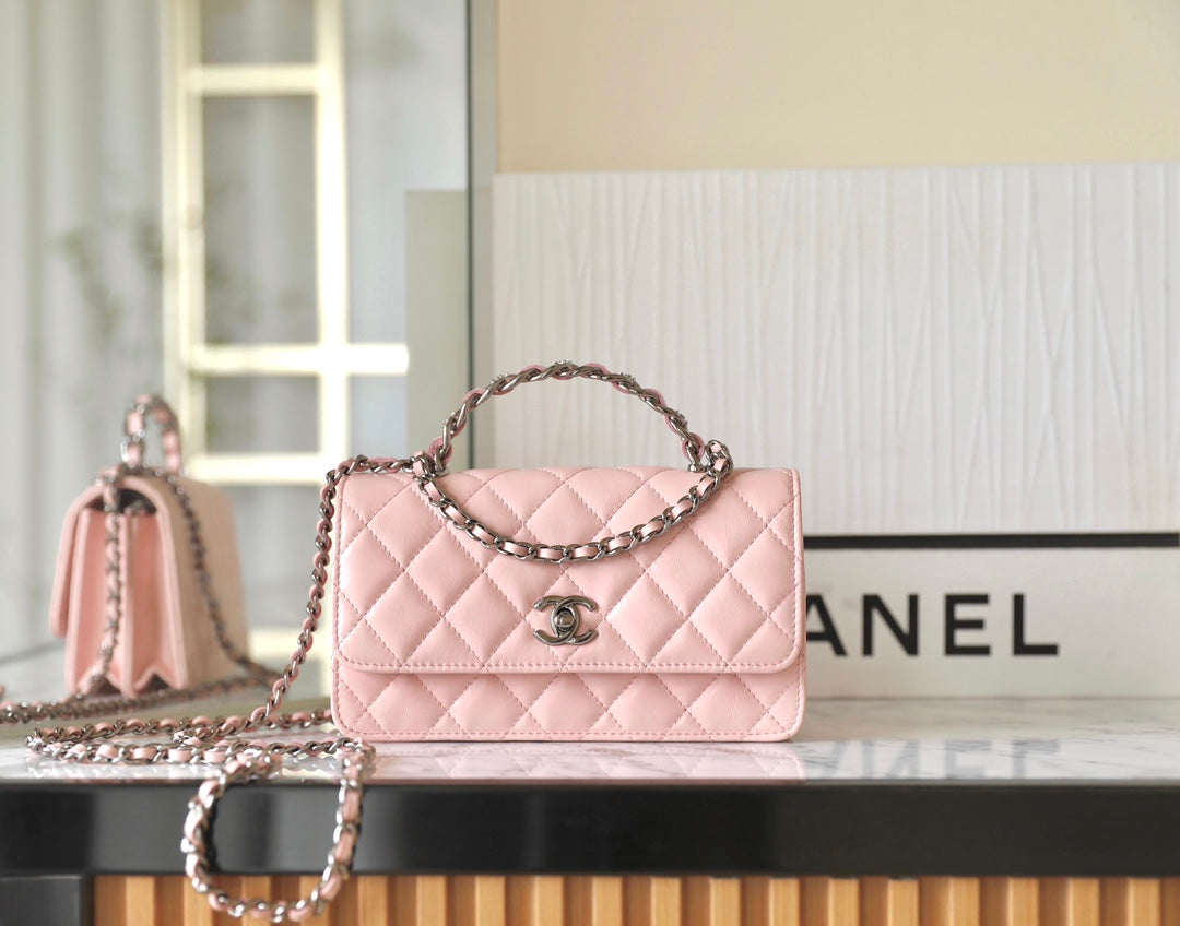 CHANEL WOC 18.5 PINK LAMBSKIN SILVER HARDWARE
