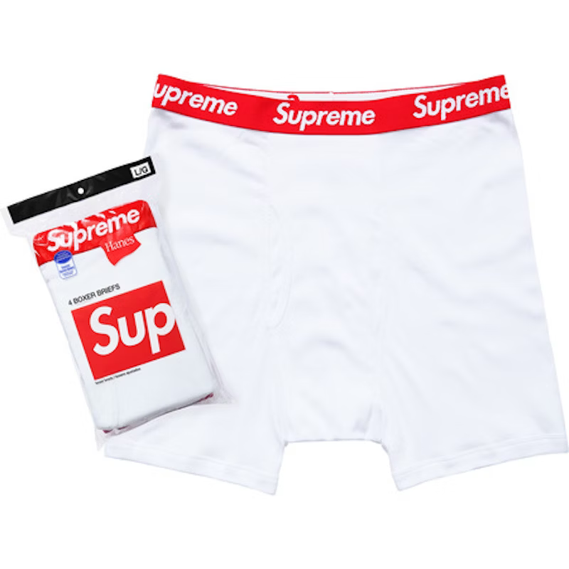 Supreme Hanes Boxer Briefs White (4 Pack)