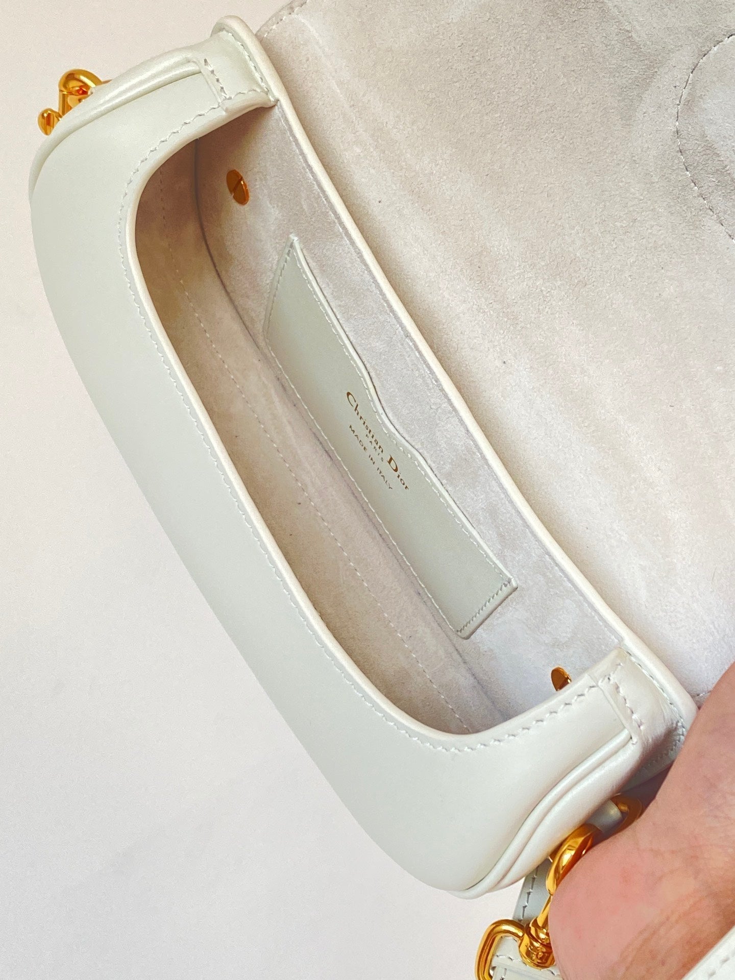 DIOR BOBBY EAST-WEST 22 BAG IN WHITE CALFSKIN