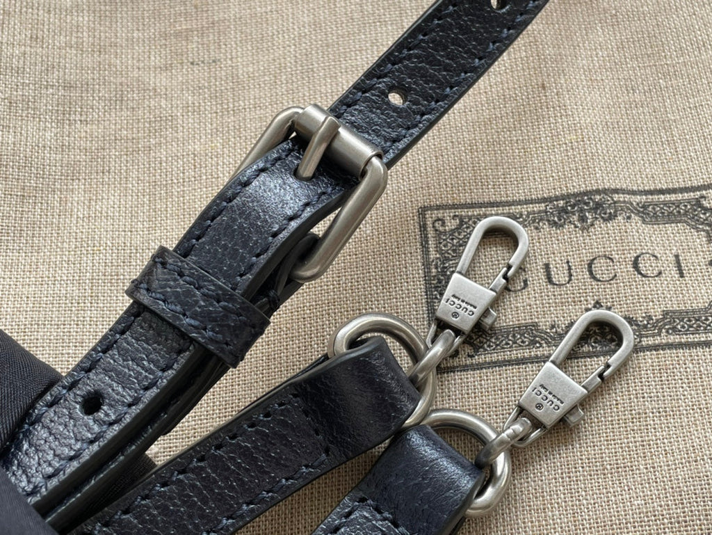 GUCCI MINI TOTE  20 BAG IN BEIGE CANVAS AND BLACK CALFSKIN