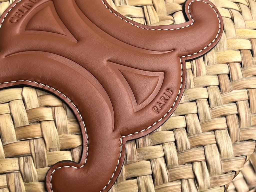 CELINE TRIOMPHE 35 BEIGE MOROCCAN RAFFIA FIBERS BAG