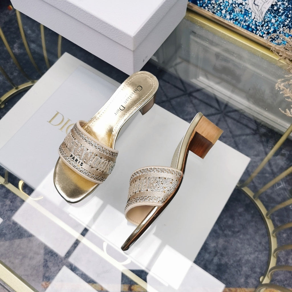 DIOR CD Mule Dway Heeled Slide 45mm Style 18