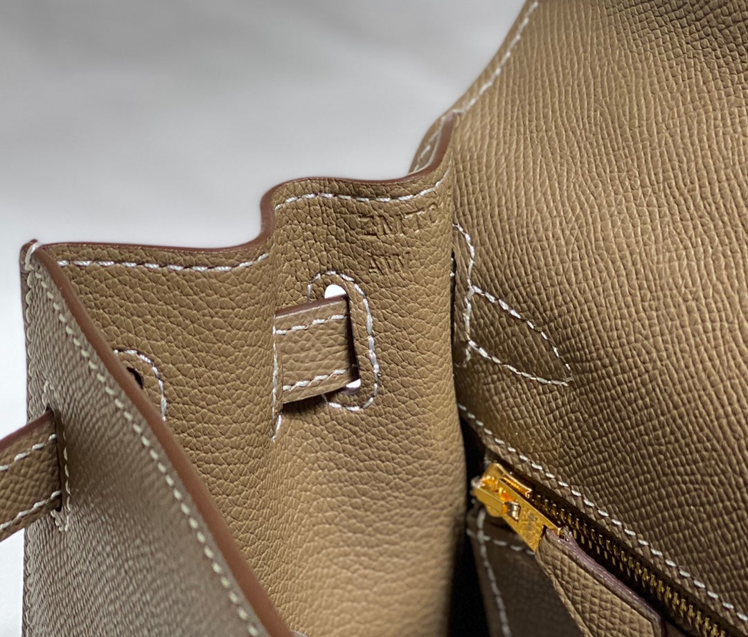 HERMES KELLY 25CM IN ETOUPE EPSOM CALFSKIN GOLD HARDWARE
