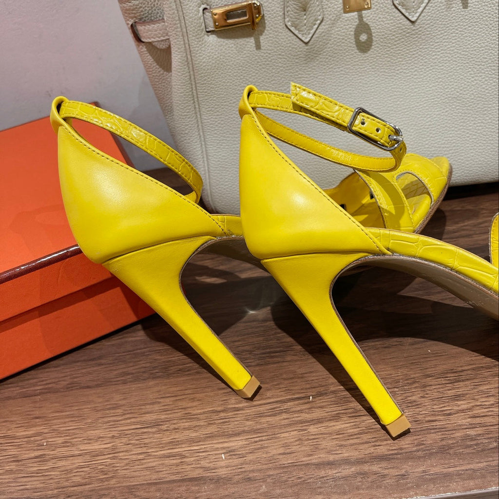 HERMES PREMIERE 115 SANDAL IN BRIGHT YELLOW CALFSKIN
