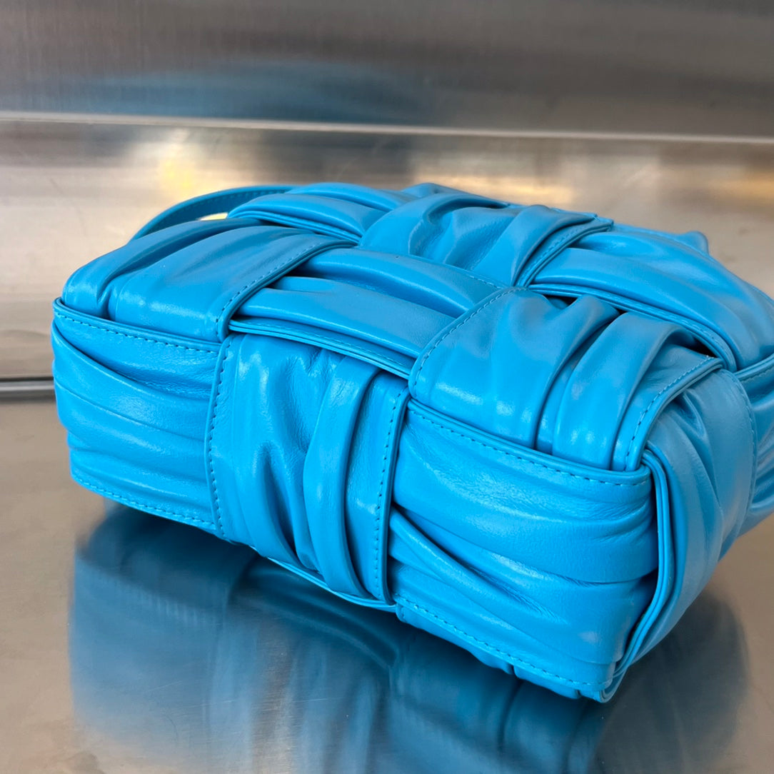 BOTTEGA VENETA CANDY ARCO TOTE 20 IN CERULEAN BLUE SOFT LAMBSKIN