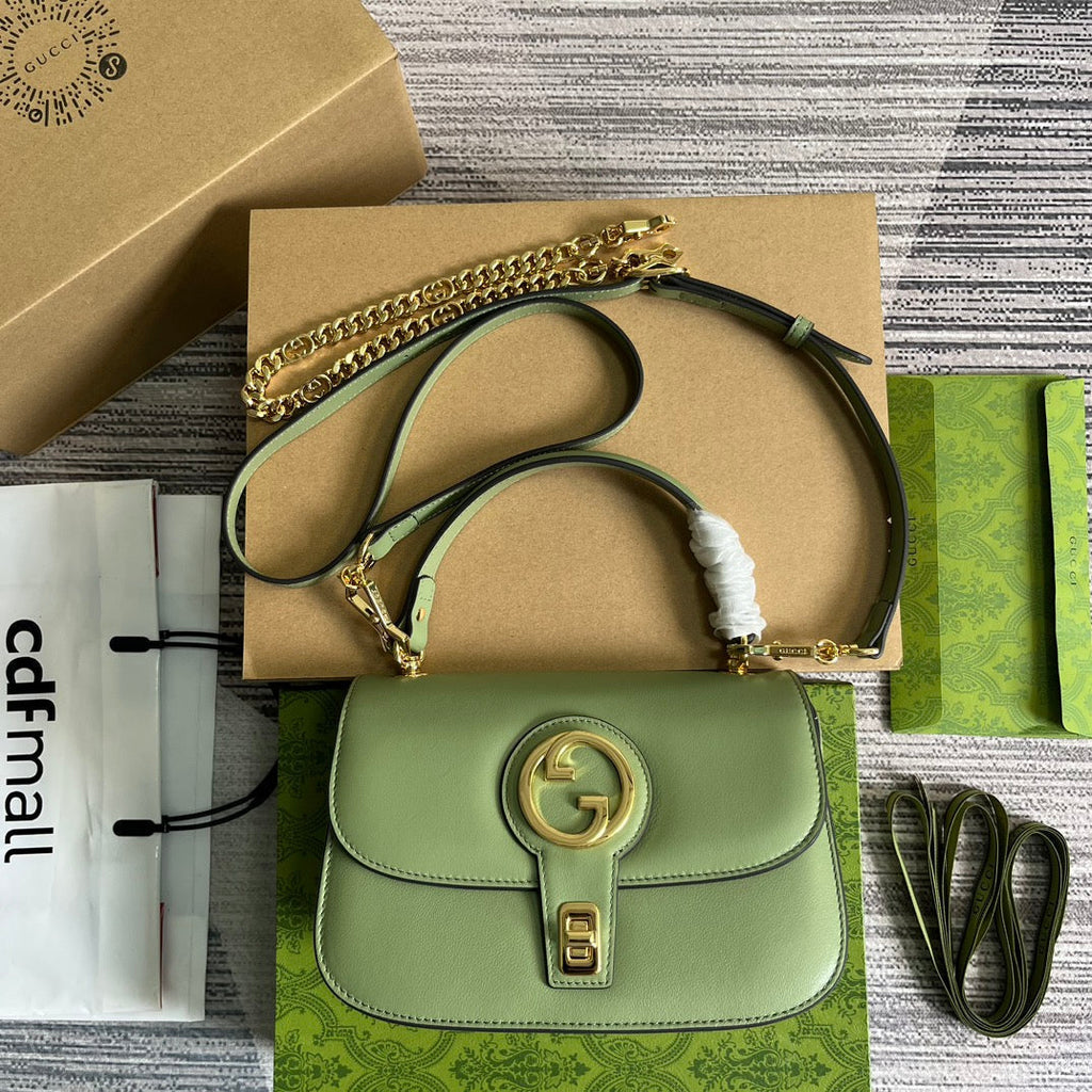 GUCCI BLONDIE 23 TOP-HANDLE BAG LIGHT GREEN CALFSKIN