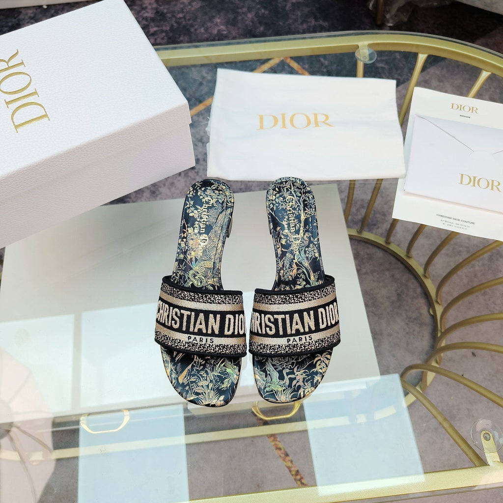 DIOR CD Mule Dway Heeled Slide 45mm Style 9