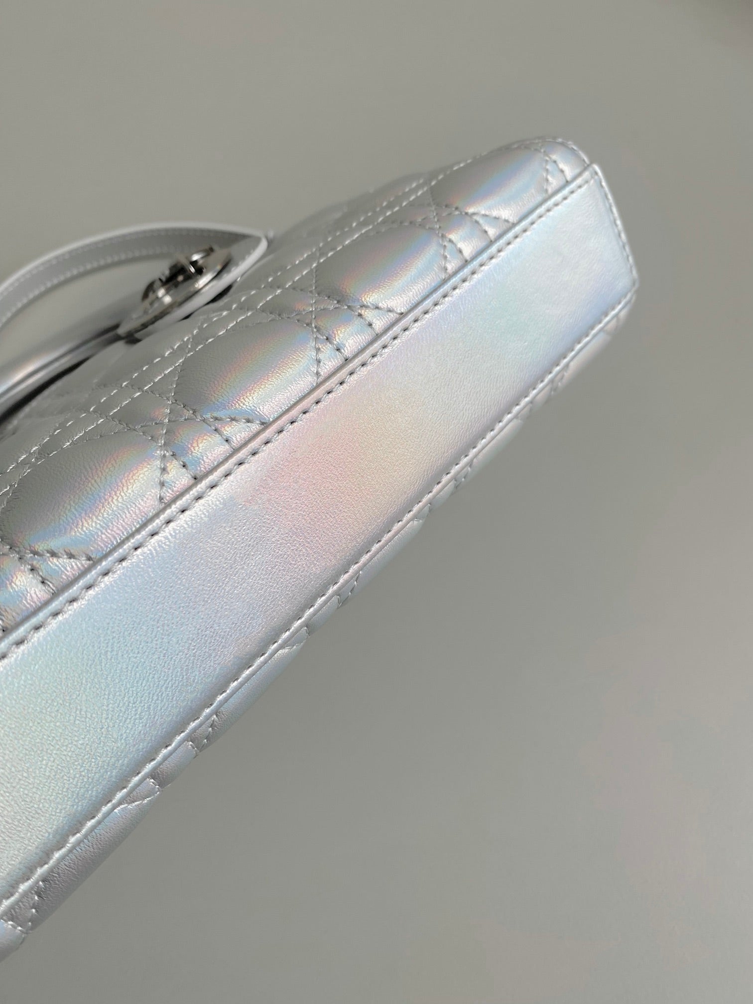 DIOR D-JOY BAG 22 IN SILVER LAMBSKIN