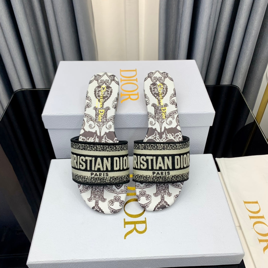 DIOR CD Mule Dway Slide 10mm Multi-motifs Style 58