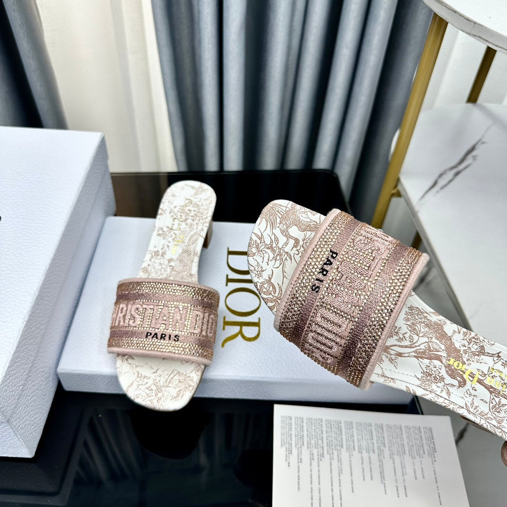 DIOR CD Mule Dway Heeled Slide 45mm Style 84