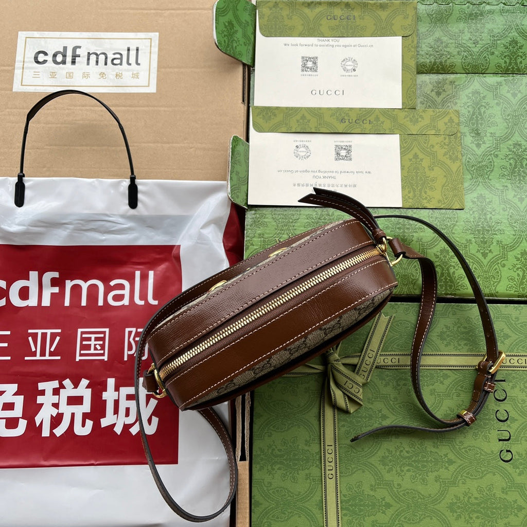 GUCCI HORSEBIT 1955 SMALL CAMERA BAG 20 IN BEIGE AND EBONY  BROWN CALFSKIN