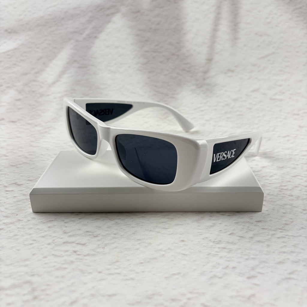 Modern Rectangular White Sunglasses - UV Protection Street Style
