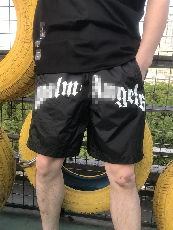 Palm Angle Shorts Palm Angels Letter Logo Casual Beach Shorts Men's and Women's High Street Sports Shorts