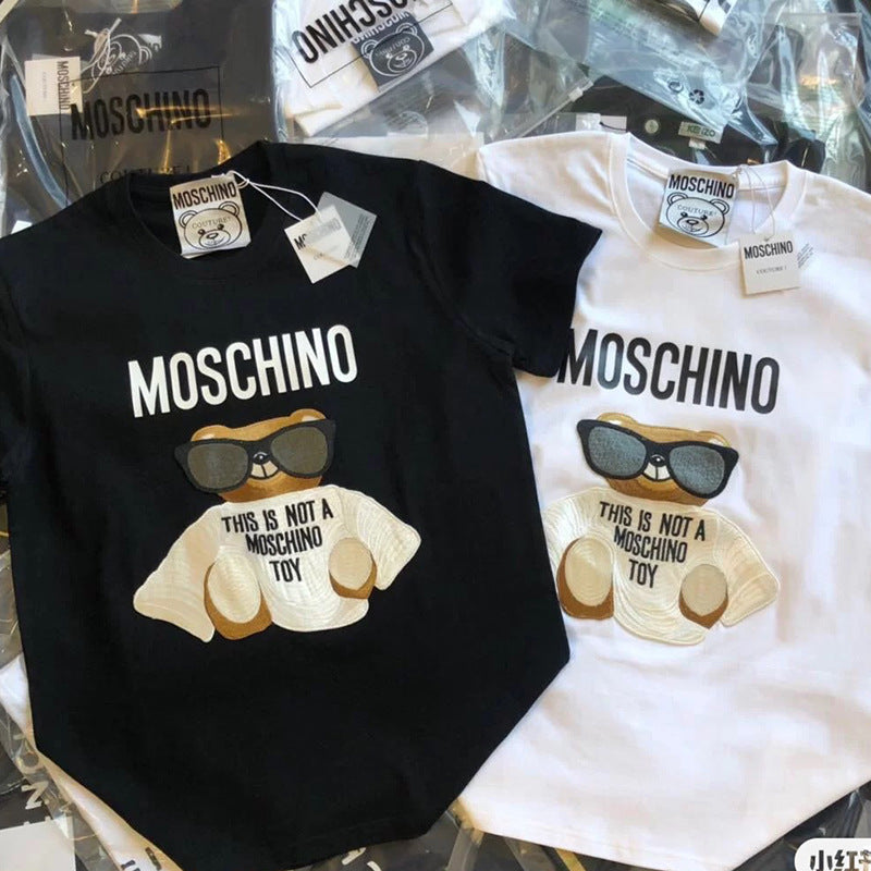 Moschino T-shirt Bear Pattern T-shirt Short Sleeve Couple Style