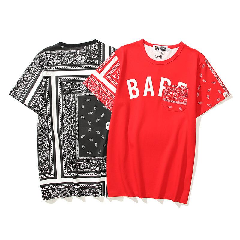 Bathing Ape T-Shirt Summer Color Block Printing Fashion Short Sleeve T-shirt