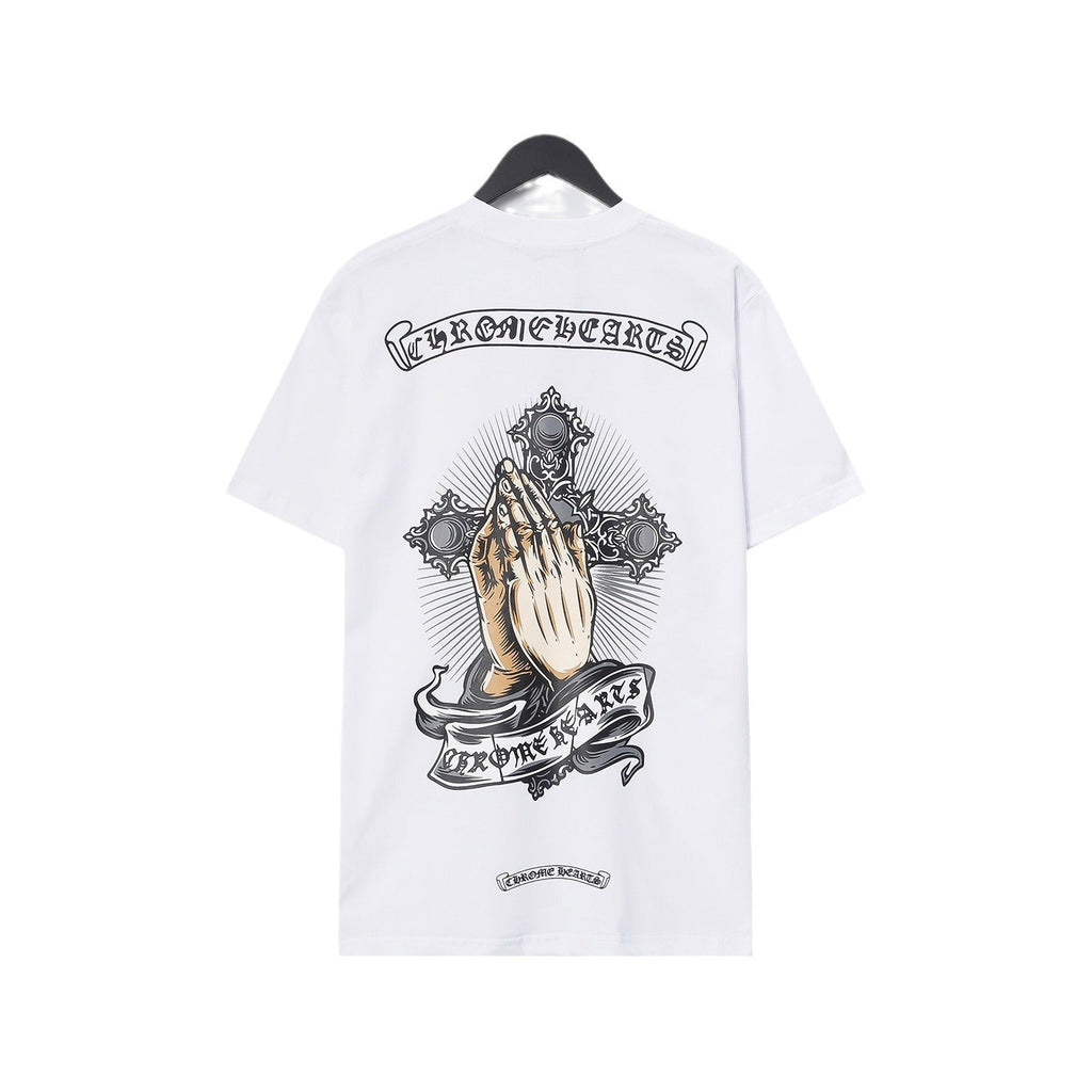 CHH Chrome Heart T Shirts Croix Hands Ribbon Cross