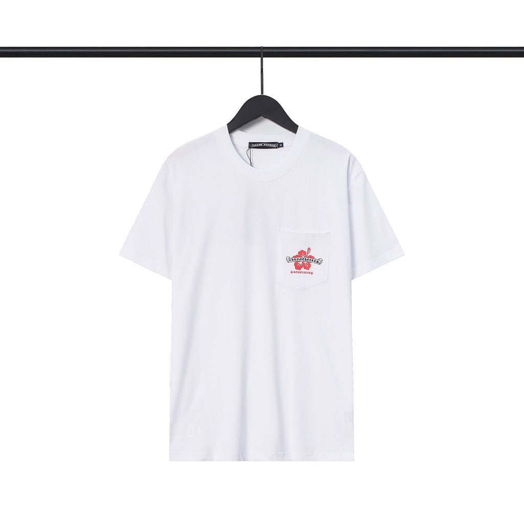 CHH Chrome Heart T Shirts CH Flower Sanskrit Casual Short Sleeve T-Shirt Loose