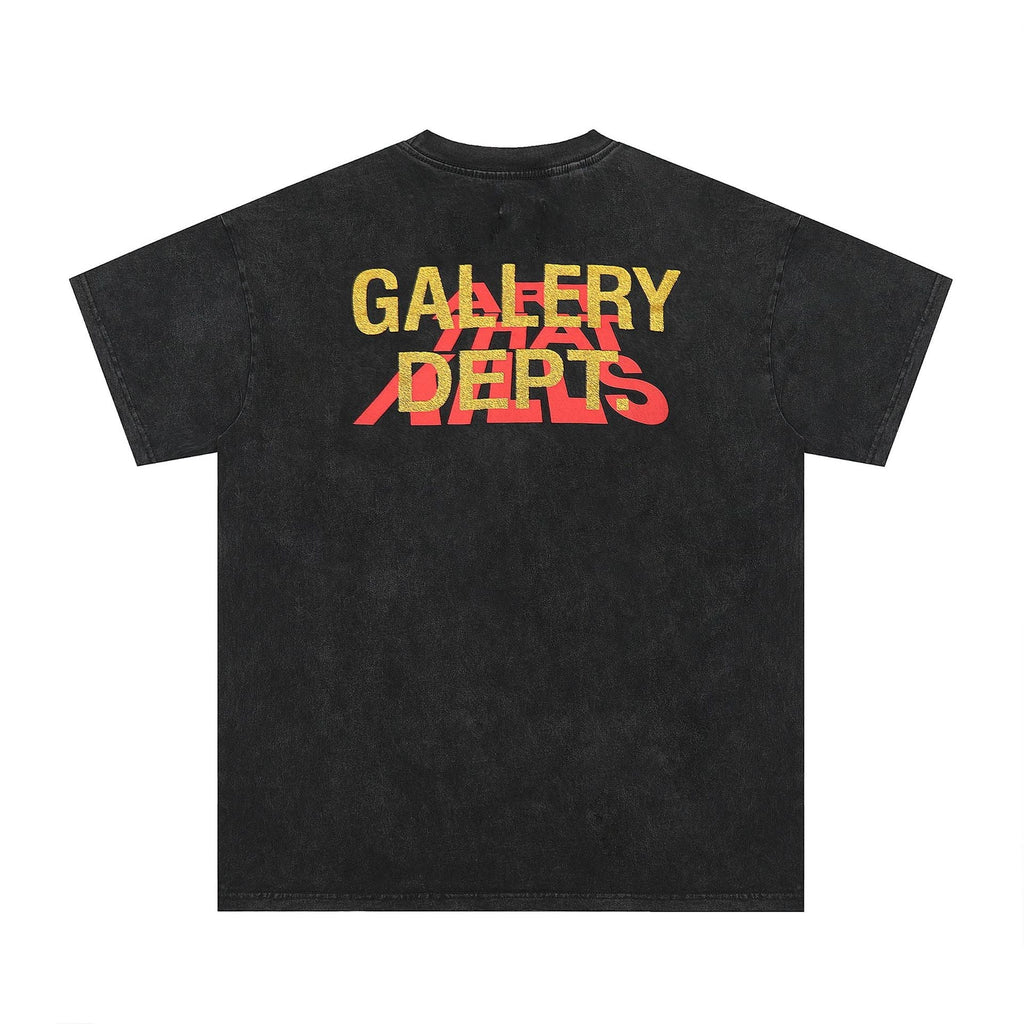 Gallery Dept T Shirts TV Printing Washed Distressed Short Sleeve plus Size