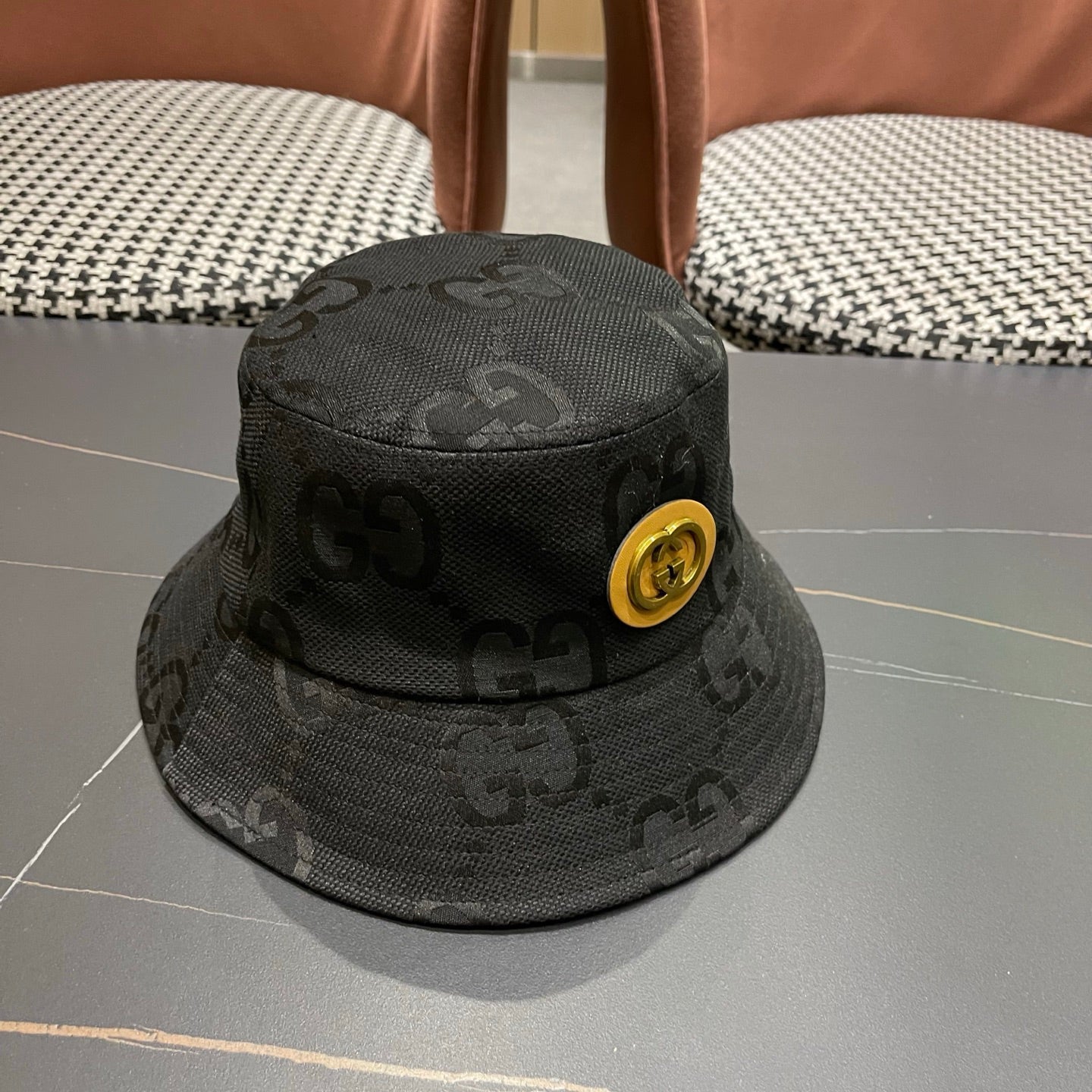 Premium Monogram Bucket Hat - Classic Streetwear Casual Cap