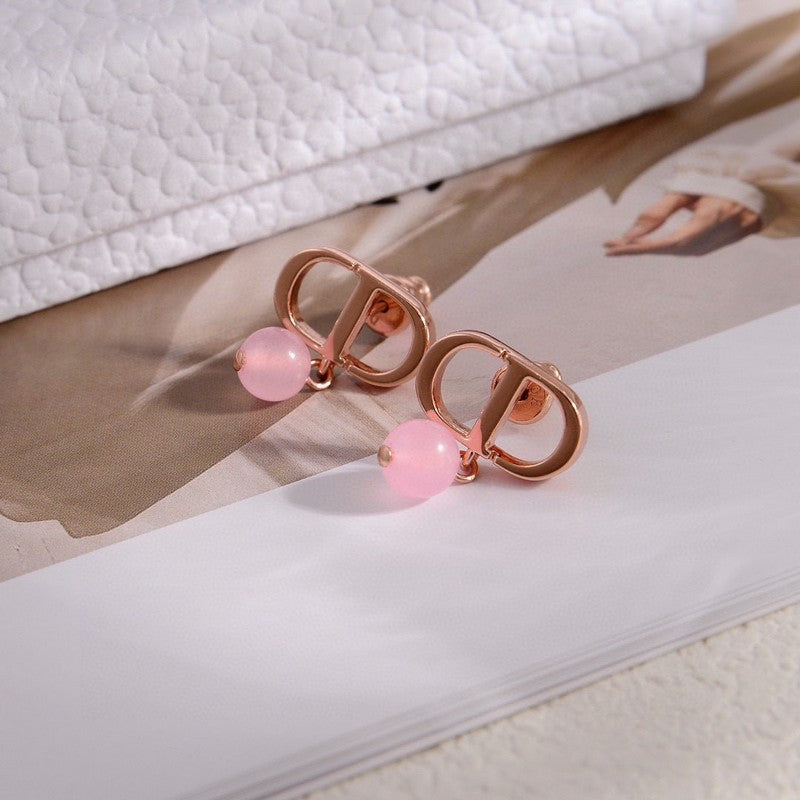 18K Petit Dior Pink Earrings