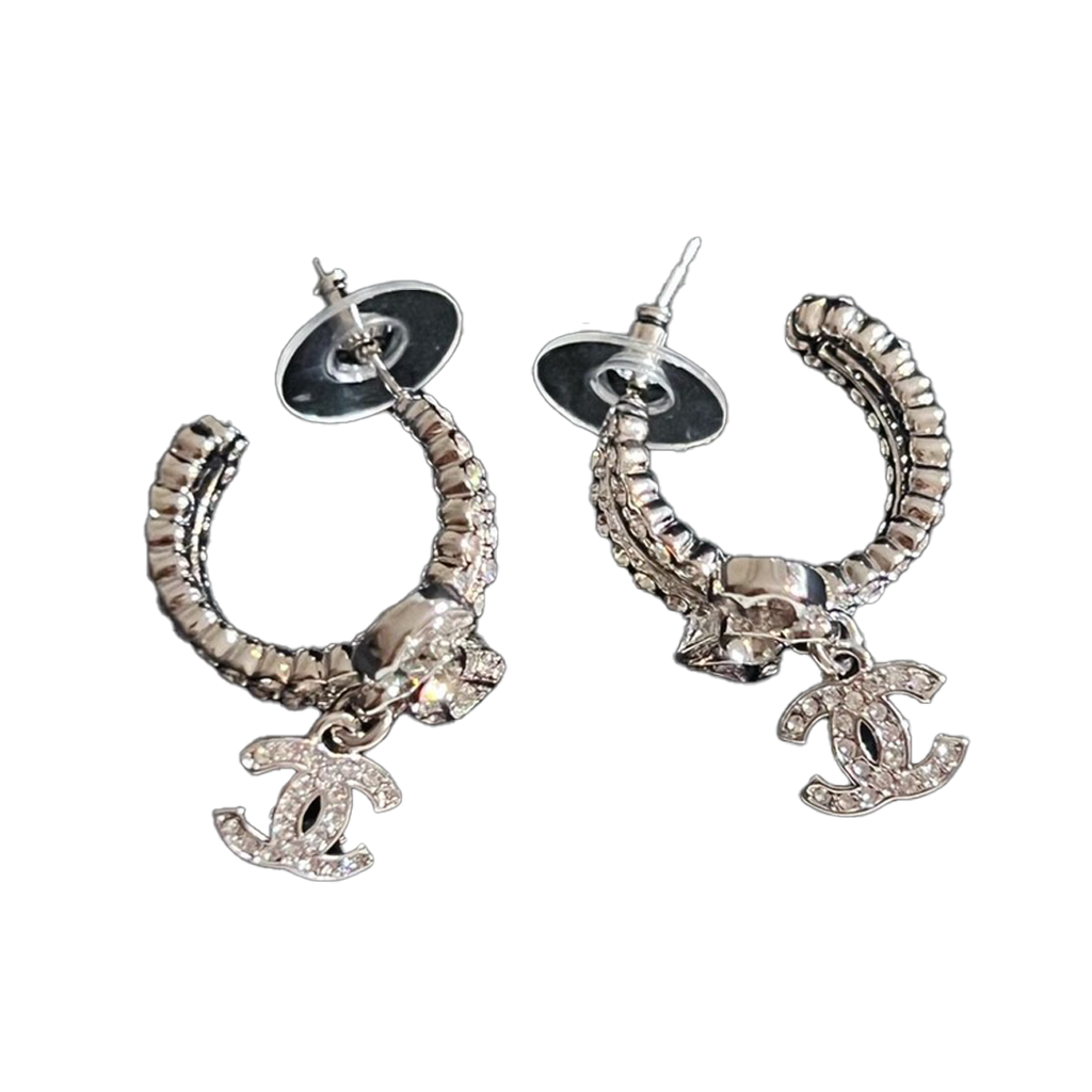 18K  Chanel Diamond Pendant Earrings
