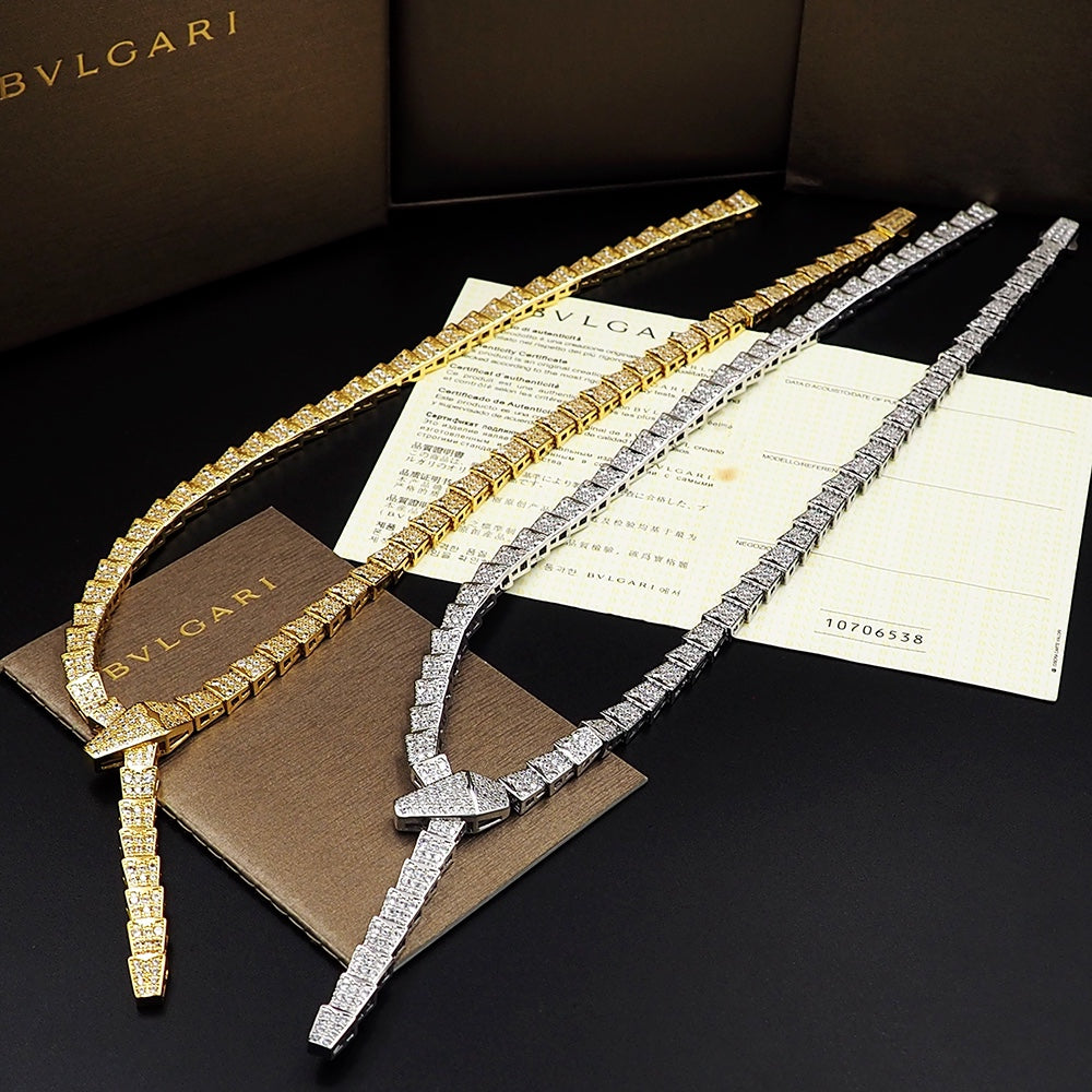 18K BVLGARI Serpenti Viper Full Pave Diamonds Necklace
