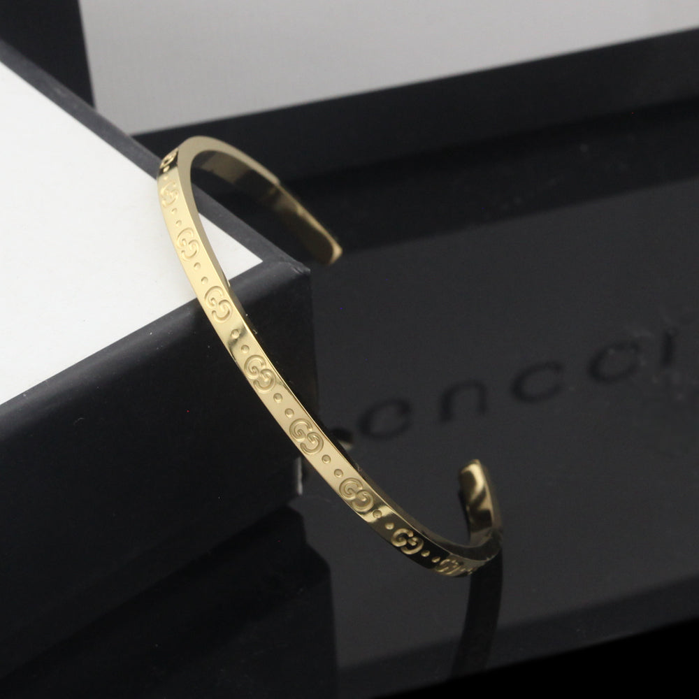 18K Double Gucci Icon Open Cuff Bracelet