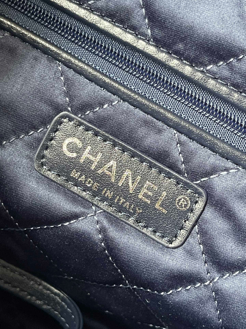CHANEL LARGE 42 CROSSBODY BAG IN BLUE DENIM WITH CHAIN