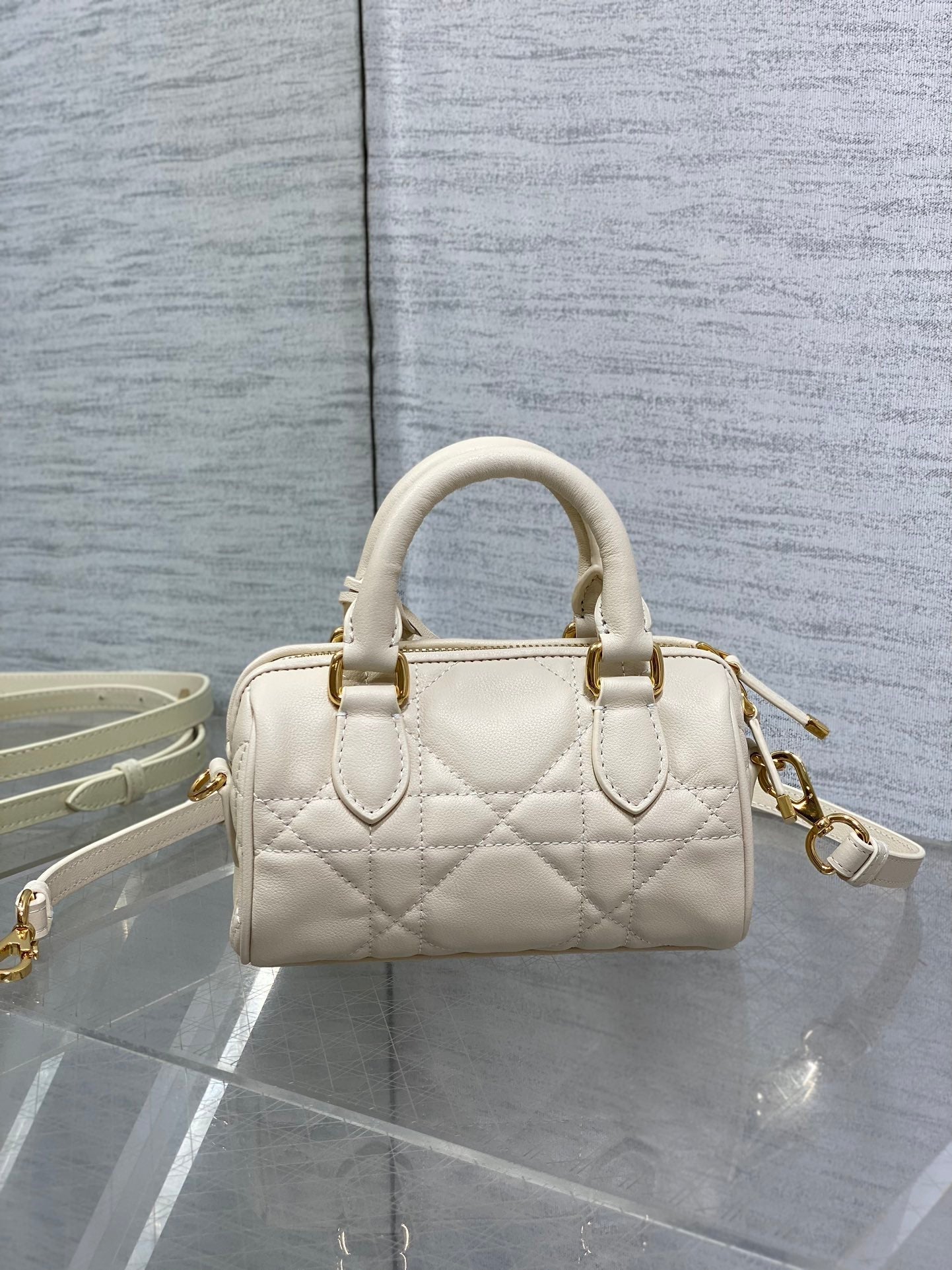 DIOR GROOVE MINI 17 BAG IN WHITE CREAM LAMBSKIN