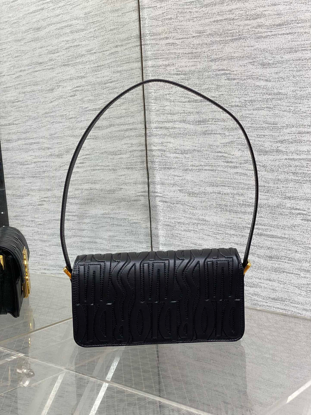 DIOR FLAP BAG 18 BLACK QUILTED ALLOVER CALFSKIN