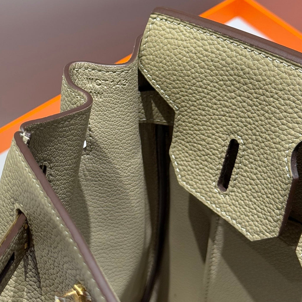 HERMES 25S  BIRKIN 30 IN CROMWELL GRAY CALFSKIN GOLD HARDWARE