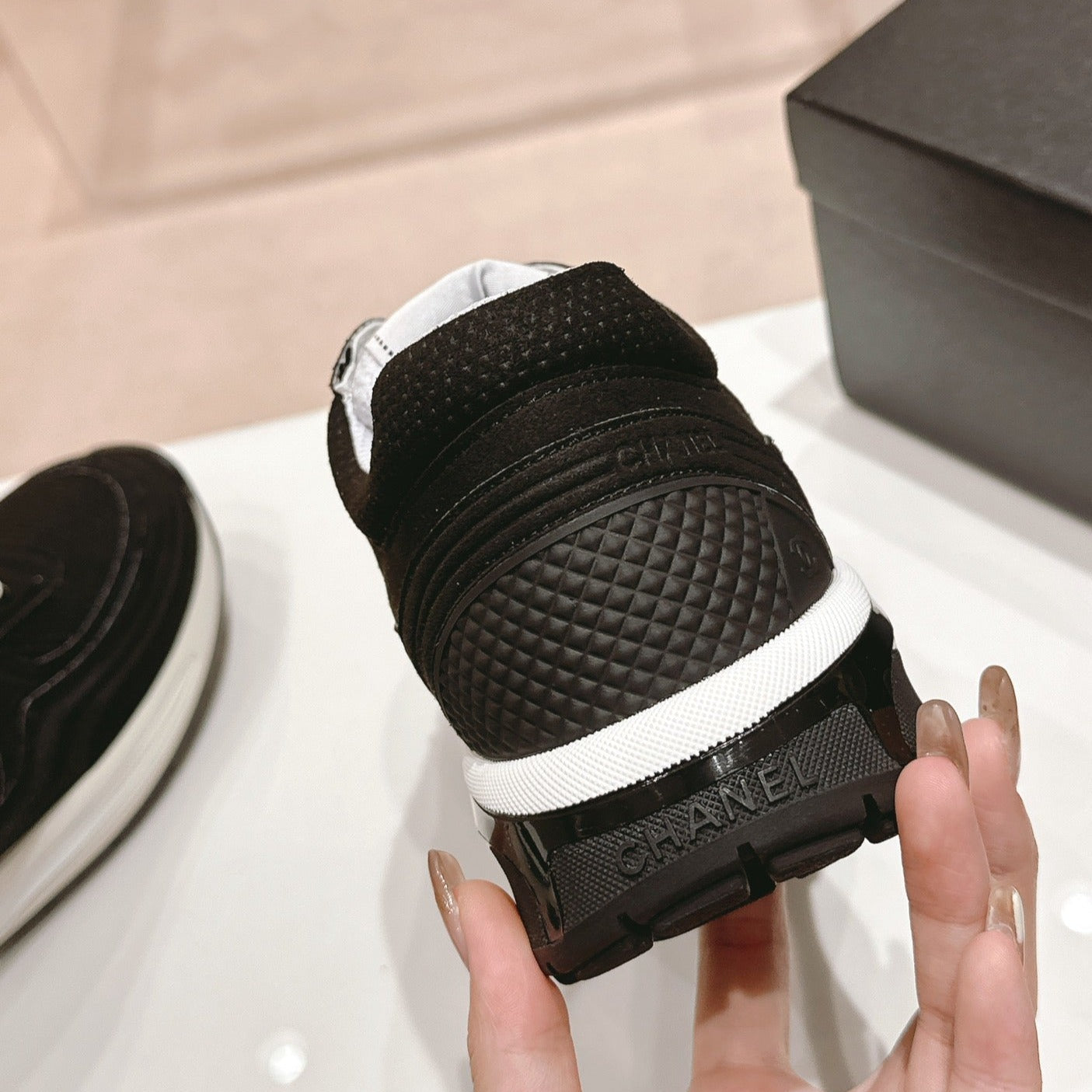 CHANEL Women's Black White Sneaker Breathable mesh
