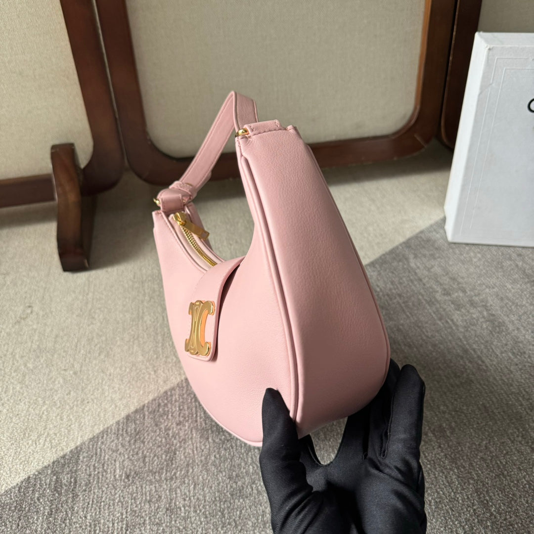CELINE MEDIUM AVA TRIOMPHE BAG 23 IN LIGHT PINK SMOOTH CALFSKIN GOLD HARDWARE