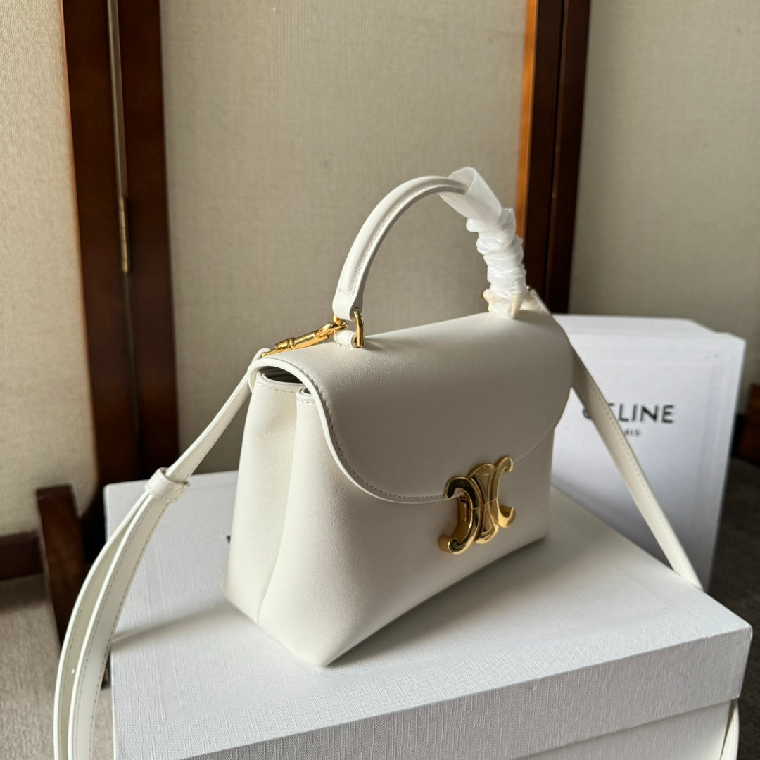 CELINE TEEN NINO BAG 20 IN WHITE SOFT CALFSKIN GOLD HARDWARE