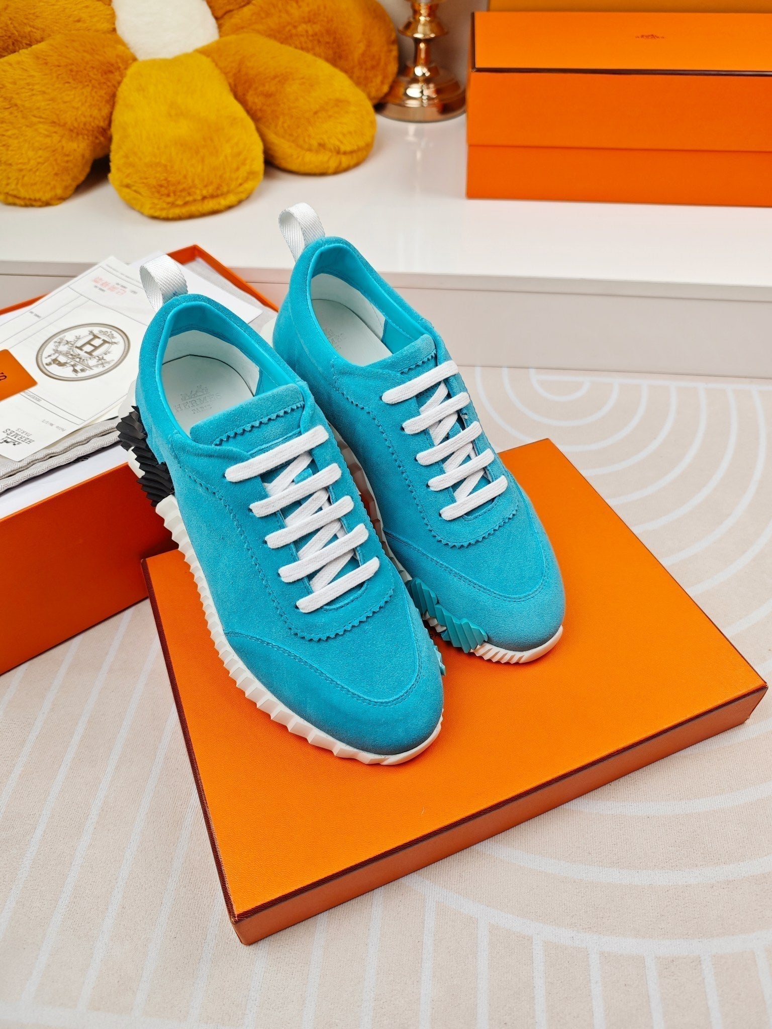 HERMES BOUNCING SNEAKERS SKY BLUE CALFSKIN