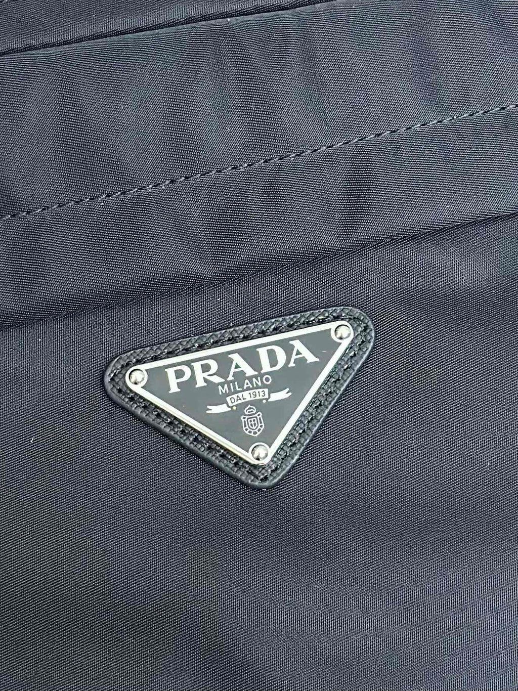 PRADA SHOULDER BAG 32 IN BLACK RE-NYLON TRIANGLE LOGO