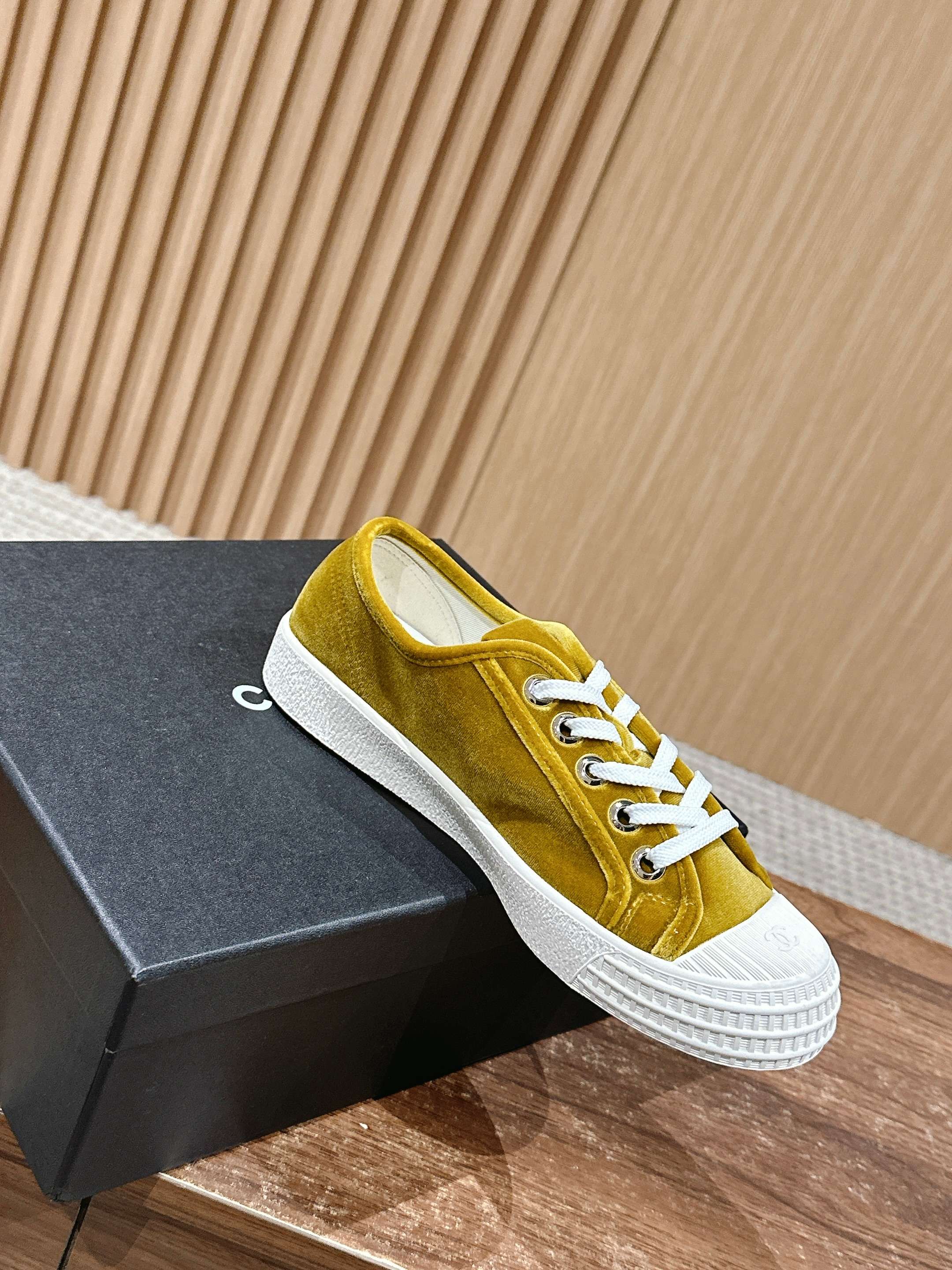 CHANEL CONVERSE SNEAKER IN DIJON YELLOW VELVET